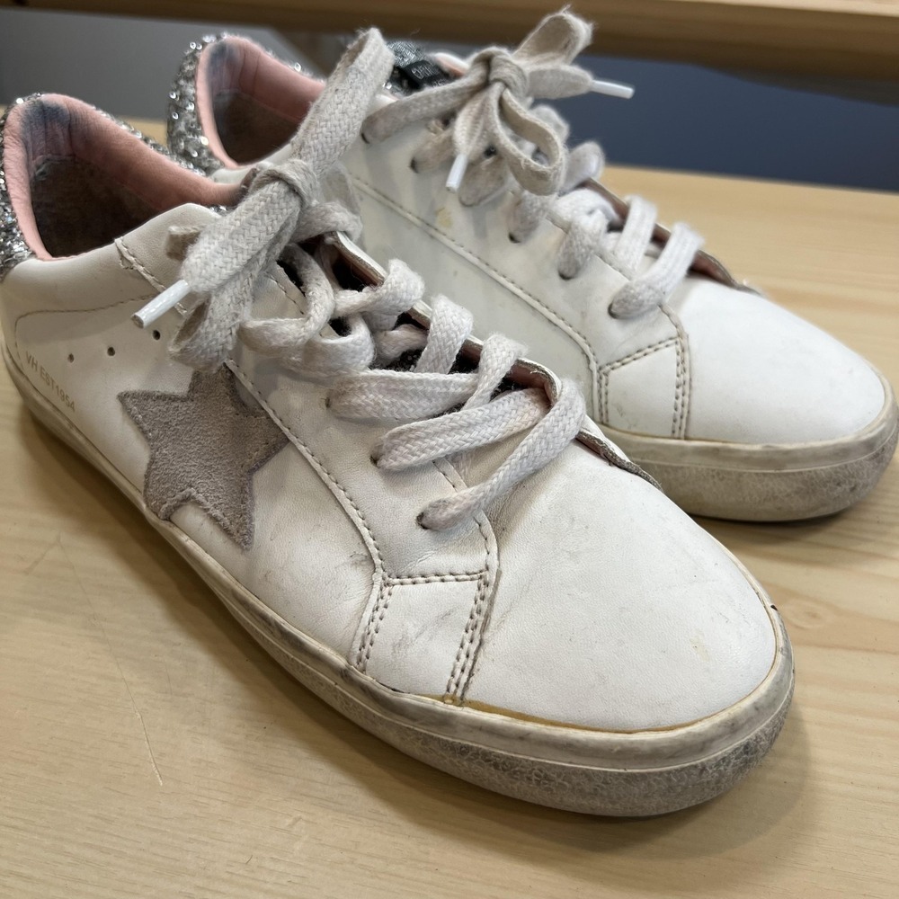 Vintage‎ Havana Elianna Shoes Womens Size 7.5 White Silver Glitter Star Sneakers